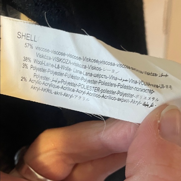 Desigual Black Pea Coat with Embroidered Floral Design - Picture 7 of 7